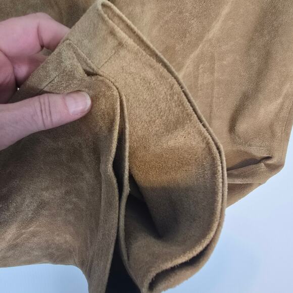 Banana Republic Tan Suede Leather Pants Mid Rise Straight Leg Y2K Size 4 SEE - Picture 6 of 10